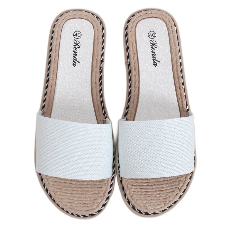 Papuci albi pentru femei 35-185 Alb