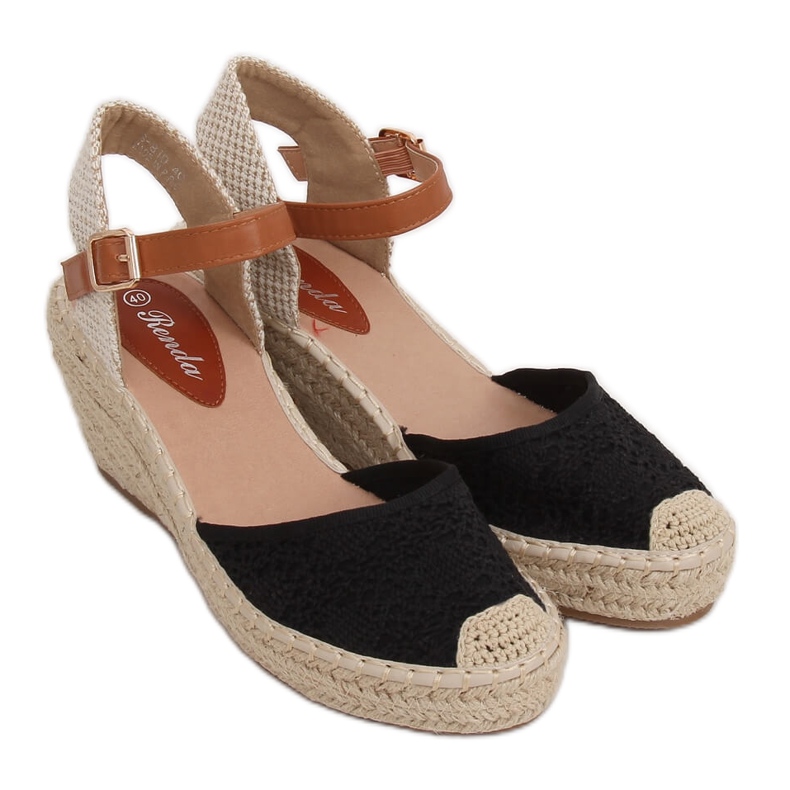 Espadrile negre pe pene, negru S-819 Negru