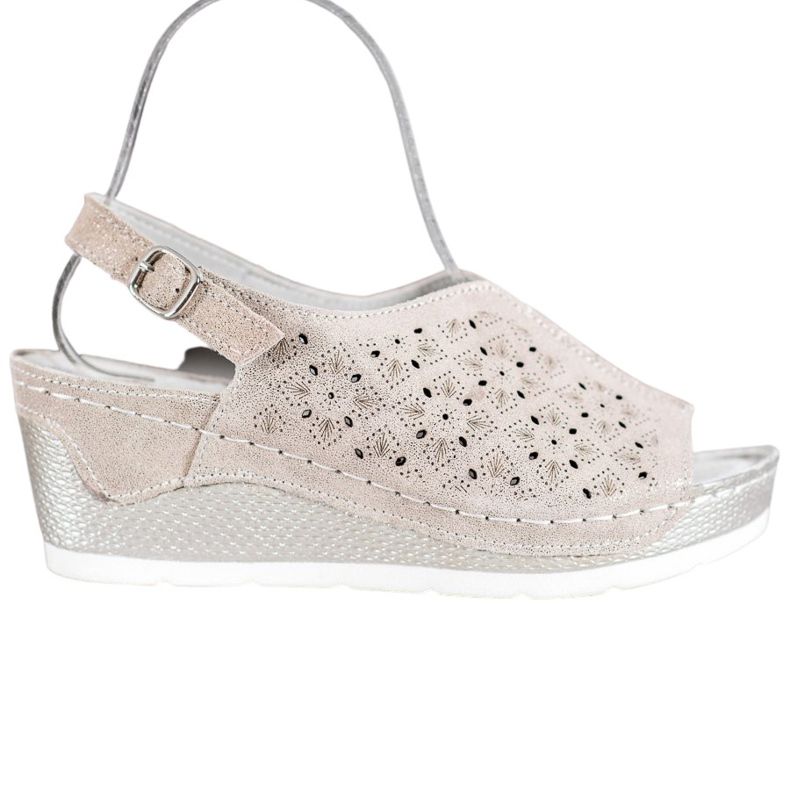 Filippo Sandale din piele cu sclipici maro galben