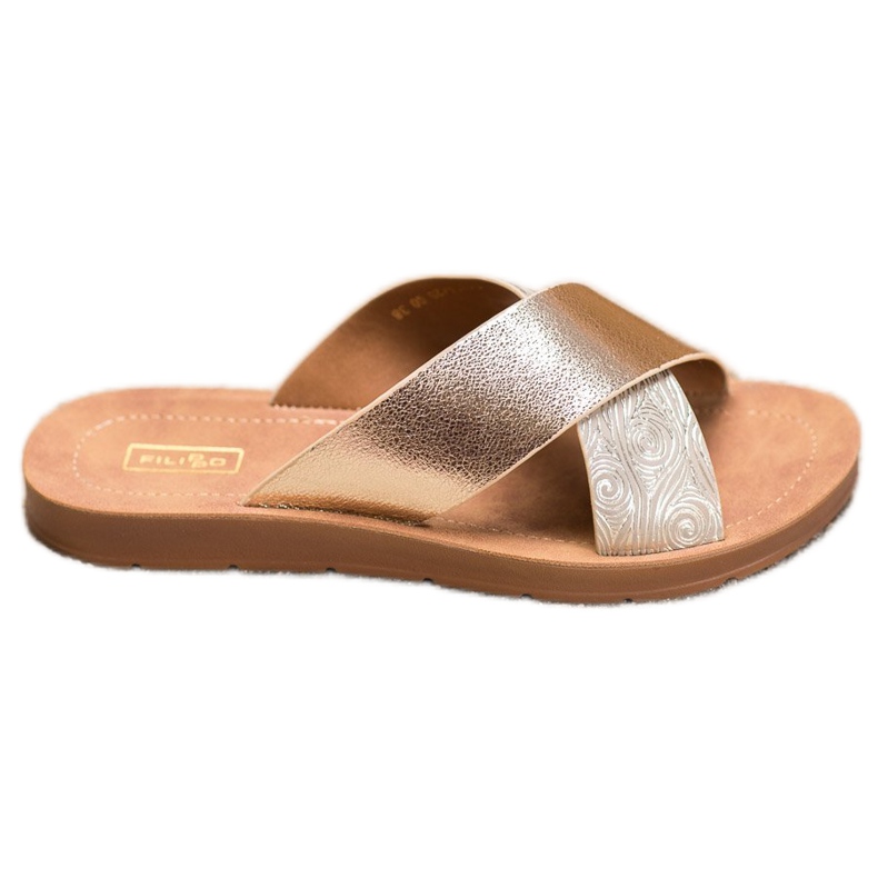 Filippo Papuci din piele ecologică strălucitoare de aur