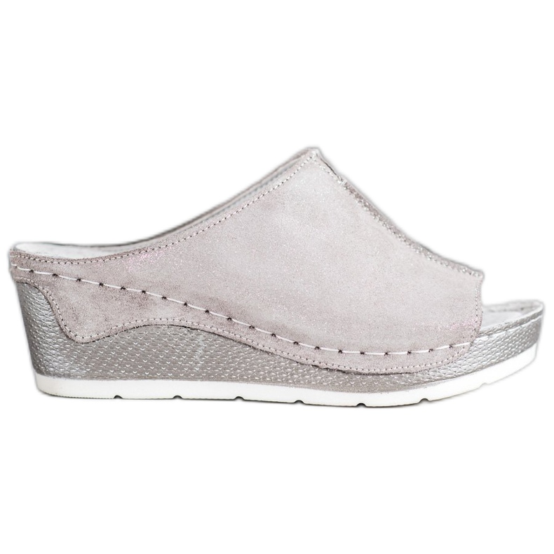 Filippo Papuci din piele argintie gri