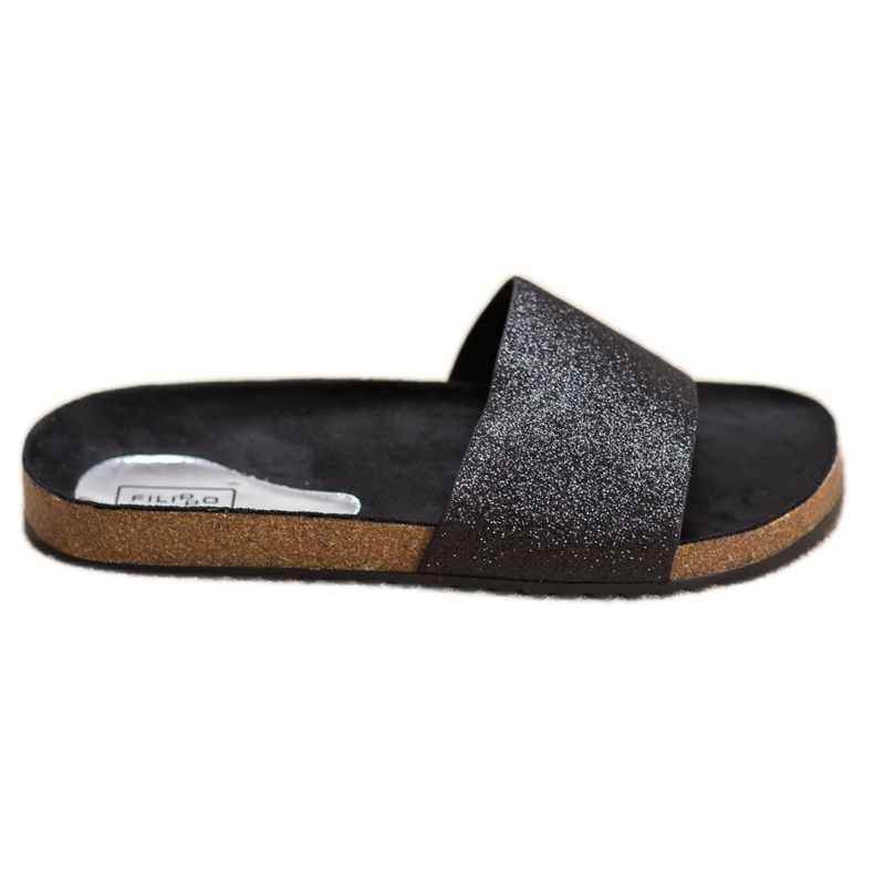 Filippo Papuci negri cu sclipici negru