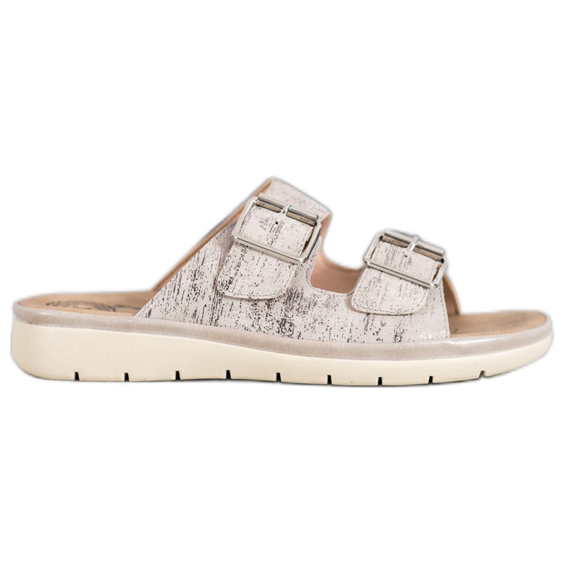 Evento Papuci confortabili din piele ecologică gri Evento Papuci confortabili din piele ecologică gri