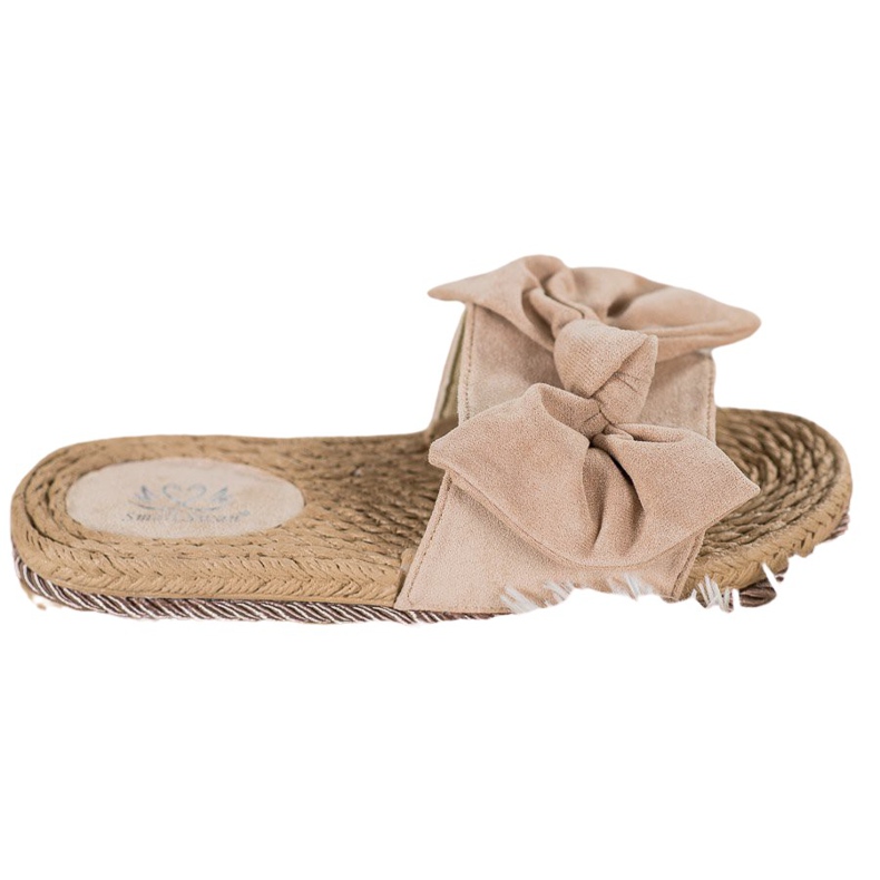 Small Swan Papuci la modă cu arc maro Small Swan Papuci la modă cu arc maro