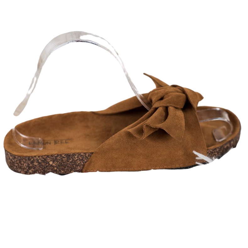 SHELOVET Papuci din piele de căprioară cu arc maro