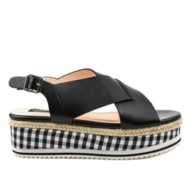 Sandale negre pe platforma 1507-1 negru Sandale negre pe platforma 1507-1 negru
