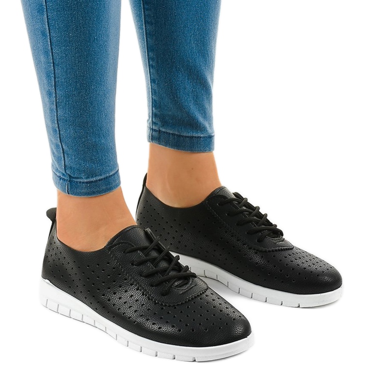 Adidași negri cu deschidere JH701-1 negru