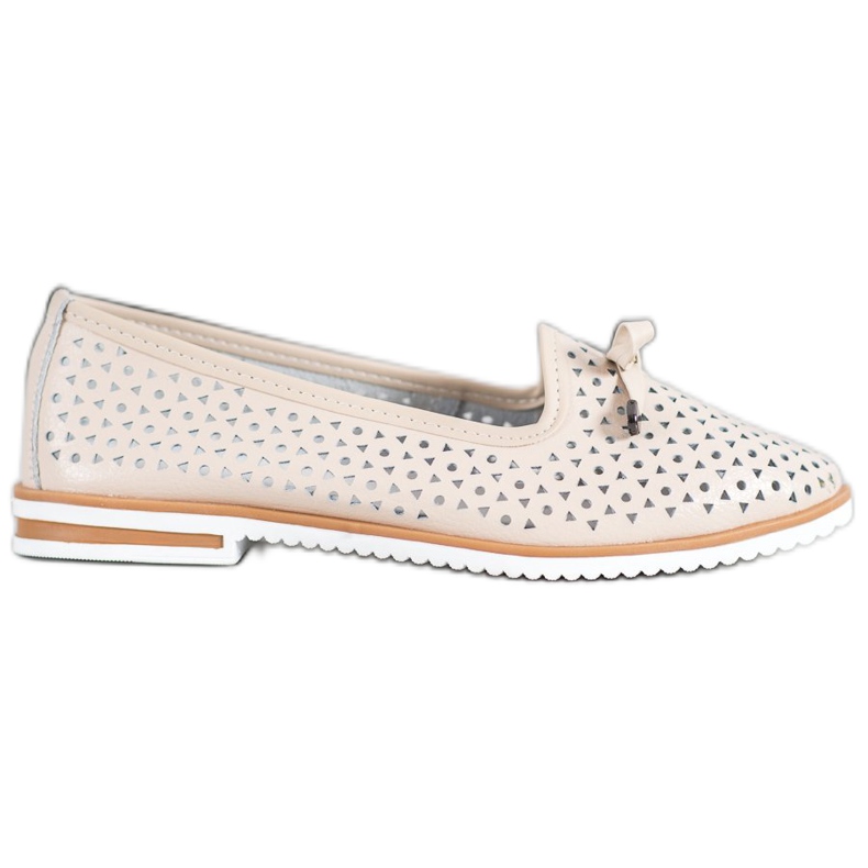 SHELOVET Pantofi din piele cu model ajurat maro