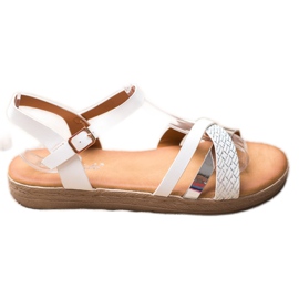 Weide Sandale elegante din piele ecologică alb gri Weide Sandale elegante din piele ecologică alb gri