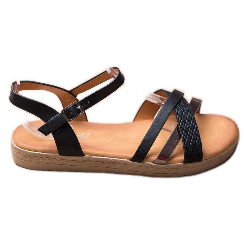 Weide Sandale elegante din piele ecologică negru