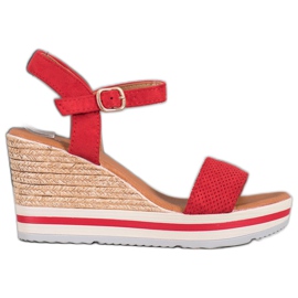 Weide Pene din piele de căprioară la modă roșu Weide Pene din piele de căprioară la modă roșu