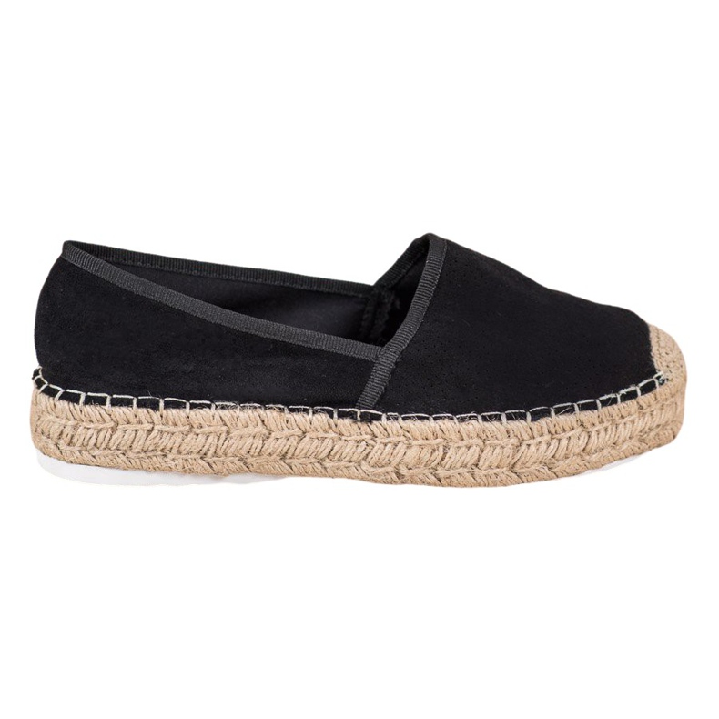 Seastar Espadrile deschise cu piele de căprioară negru Seastar Espadrile deschise cu piele de căprioară negru