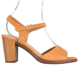 SHELOVET Sandale din piele camelă maro