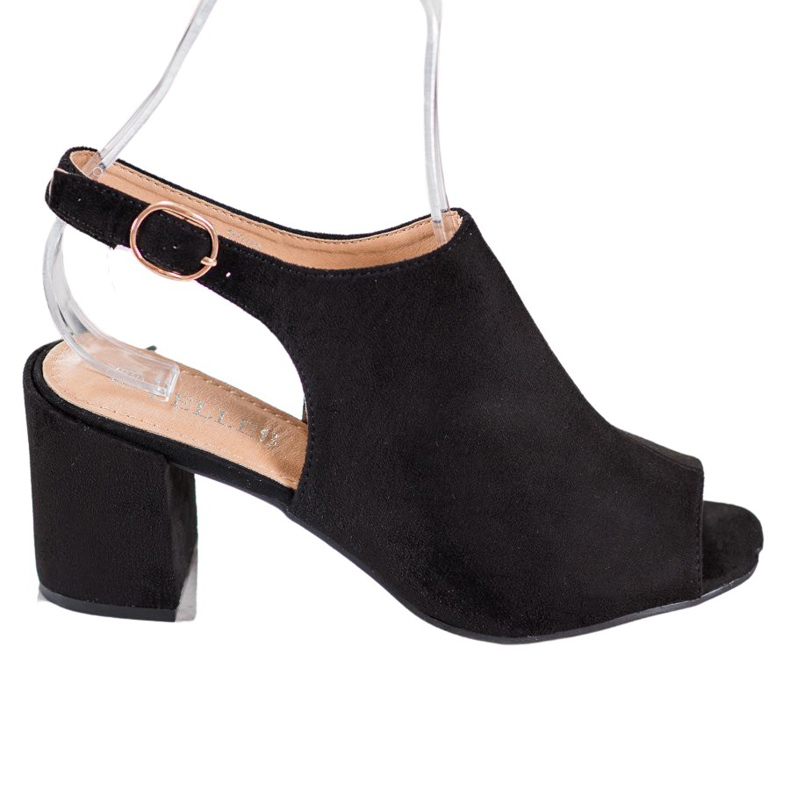 SHELOVET Sandale clasice cu toc înalt negru