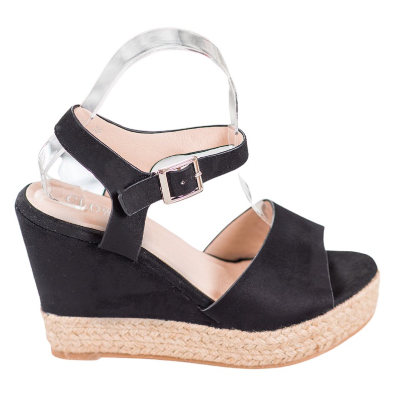 Clowse Sandale negre pe o pană înaltă negru