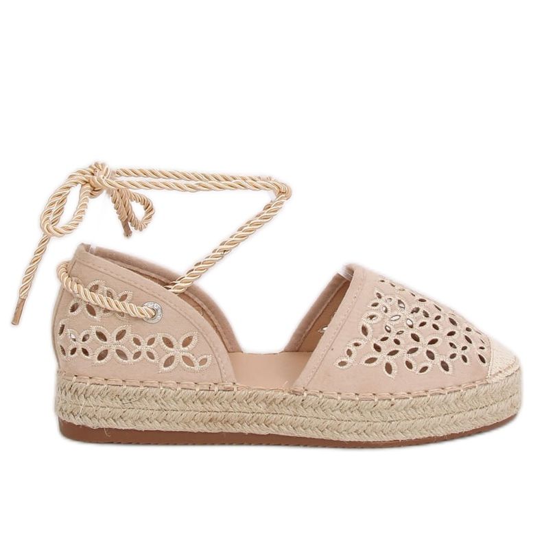 Espadrile legate cu o gleznă bej G1573 Bej Espadrile legate cu o gleznă bej G1573 Bej