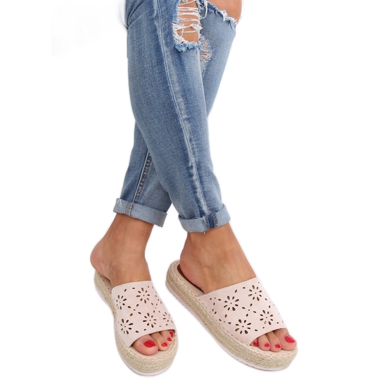 Espadrile cu papuci ajurati bej 99-62A Bej