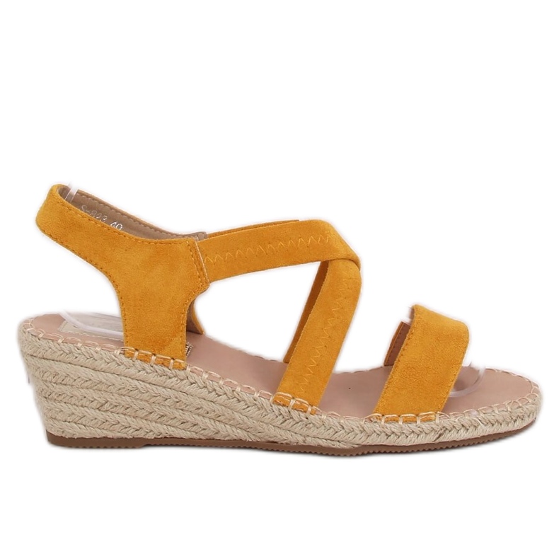 Sandale cu toc espadrile miere S-823 Galben Sandale cu toc espadrile miere S-823 Galben