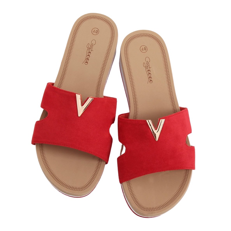 Roșu Papuci roșii pentru femei G-5035 Roșu