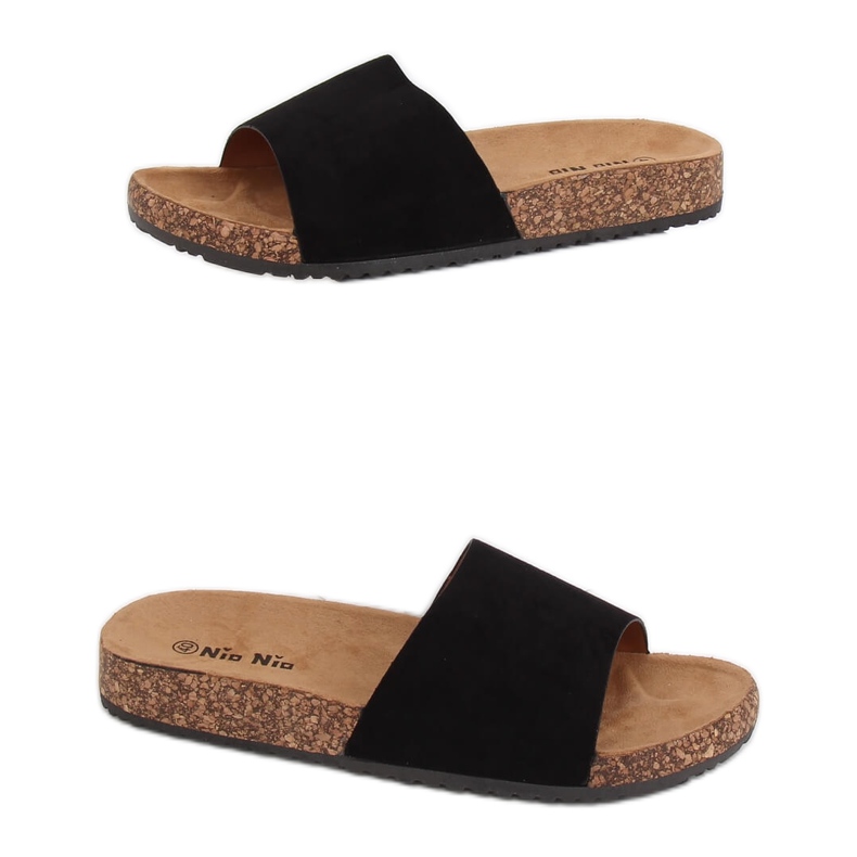 Papuci negri cu talpă din plută negru PA-354