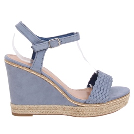 Espadrile albastre pe pene, albastru 100-937SC-1 Albastru