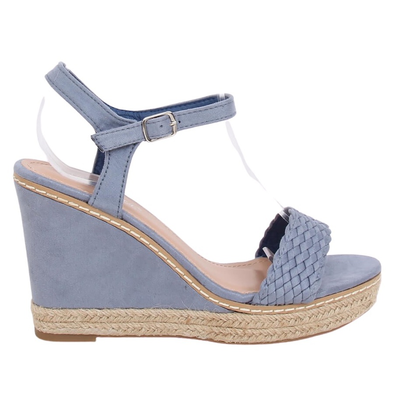 Espadrile albastre pe pene, albastru 100-937SC-1 Albastru