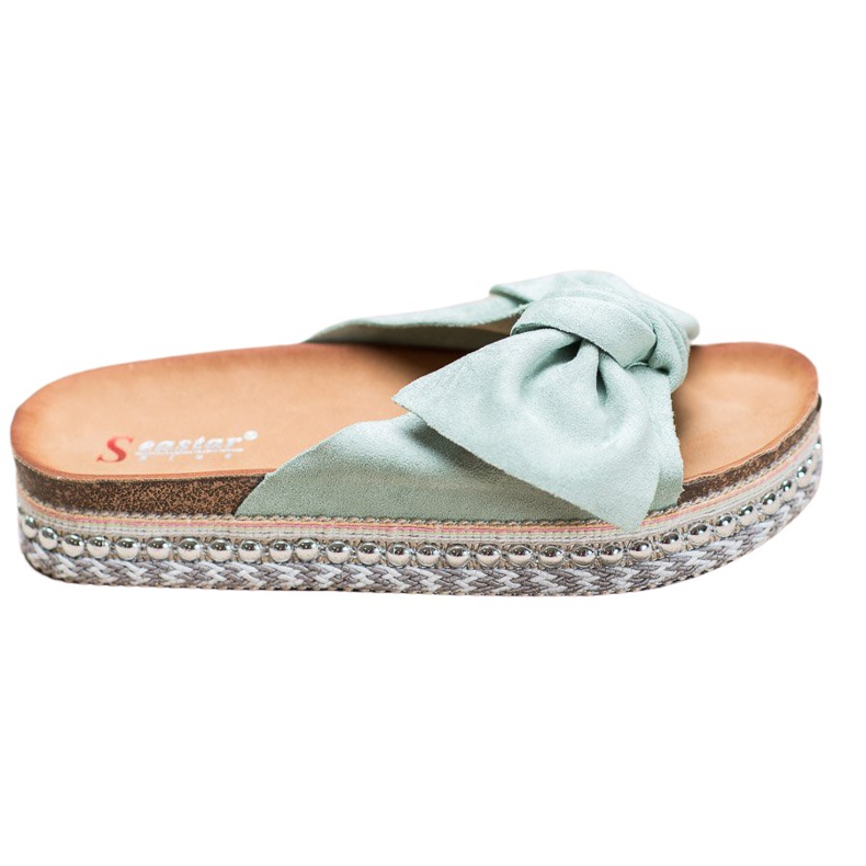 Seastar Papuci din piele de căprioară cu platformă decorativă verde