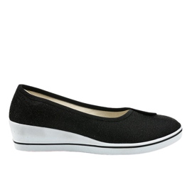 Adidași negri adidași strălucitori cu pană K-1-002 negru Adidași negri adidași strălucitori cu pană K-1-002 negru