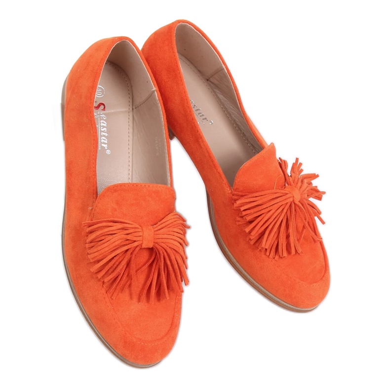 Mocasini dama portocalii cu franjuri T357P Orange portocale