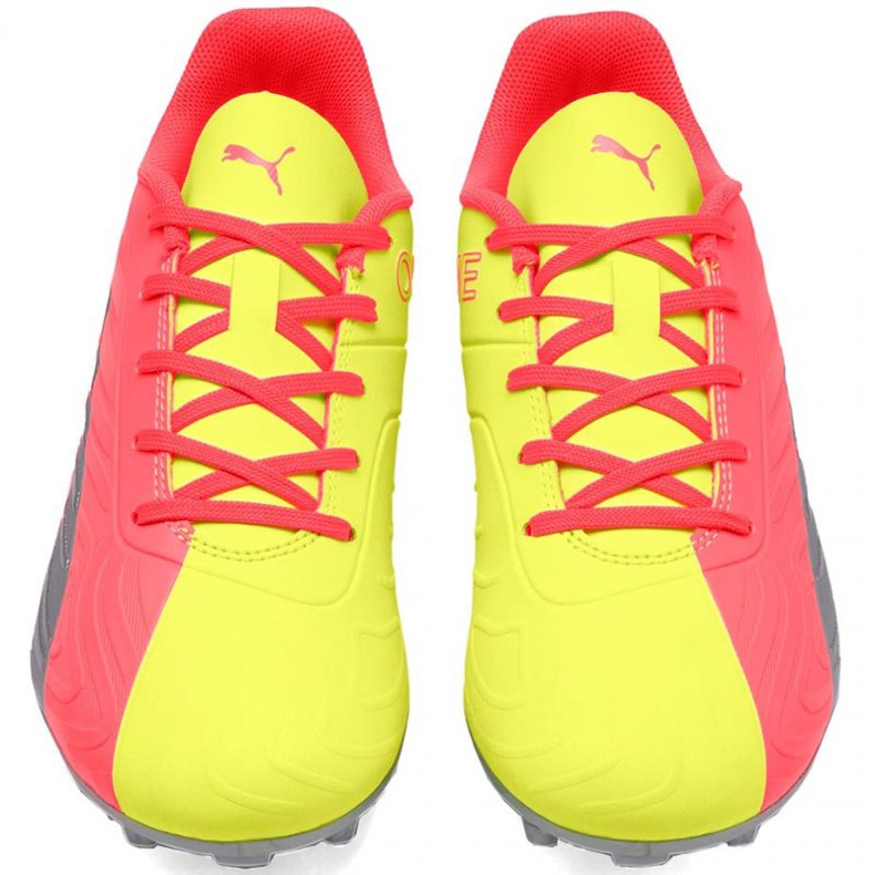 Ghete de fotbal Puma One Jr 20.4 Osg Fg Ag 105973 01 roșu galbeni Ghete de fotbal Puma One Jr 20.4 Osg Fg Ag 105973 01 roșu galbeni