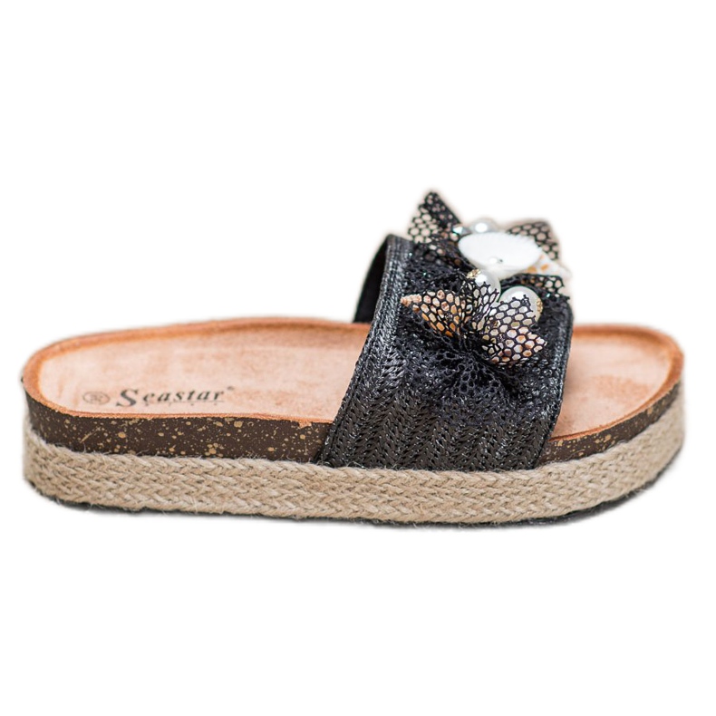 Seastar Papuci eleganți cu plasă negru