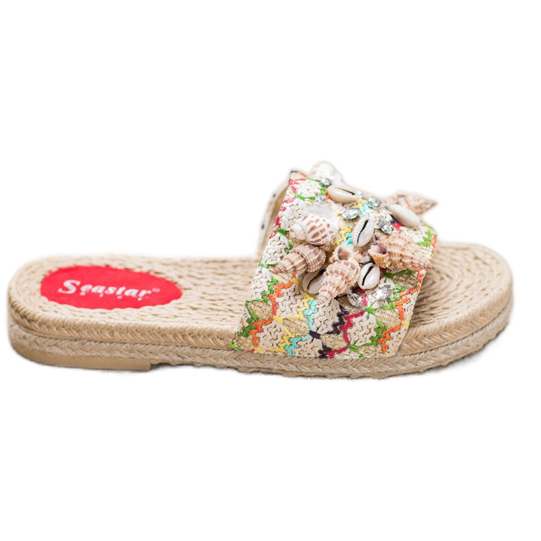 Seastar Papuci Pe Platforma Cu Cochilii multicolor Seastar Papuci Pe Platforma Cu Cochilii multicolor