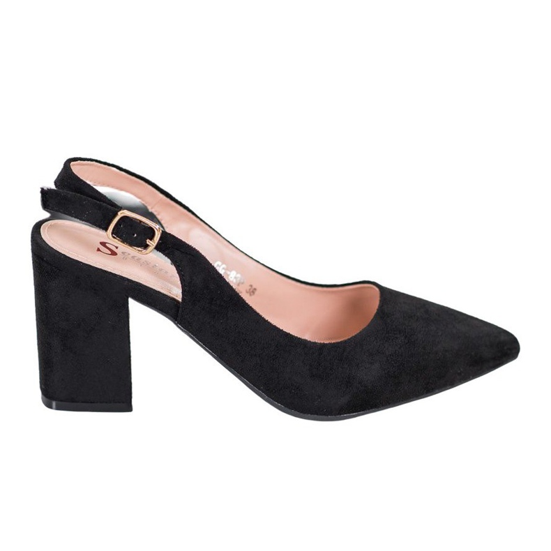 Seastar Pompe din piele de căprioară cu toc deschis negru