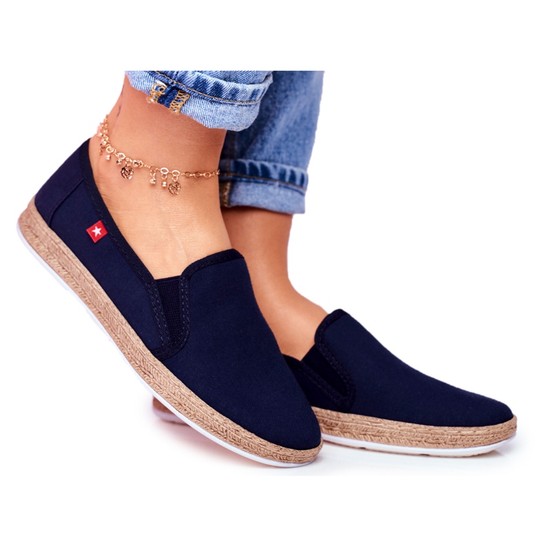 Espadrile pentru femei Big Star Slip-on Blue Navy FF276036 albastru marin Espadrile pentru femei Big Star Slip-on Blue Navy FF276036 albastru marin