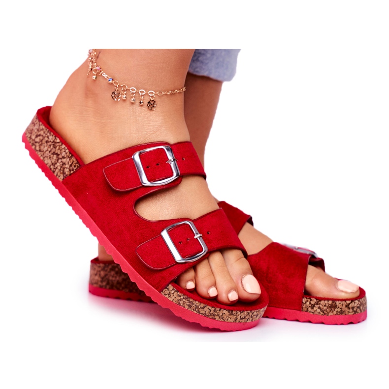 EVE Papuci De Damă Pe Plută Cu Închizători Roșu Si Senor