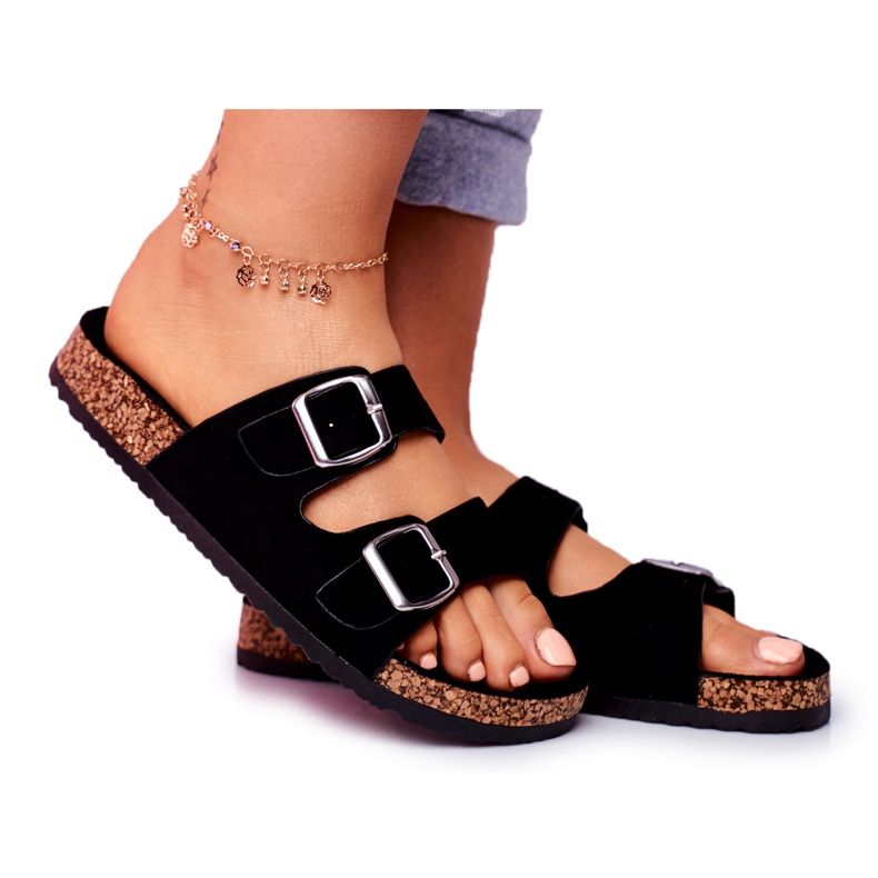 Papuci pentru fila pentru femei cu cleme negre negru