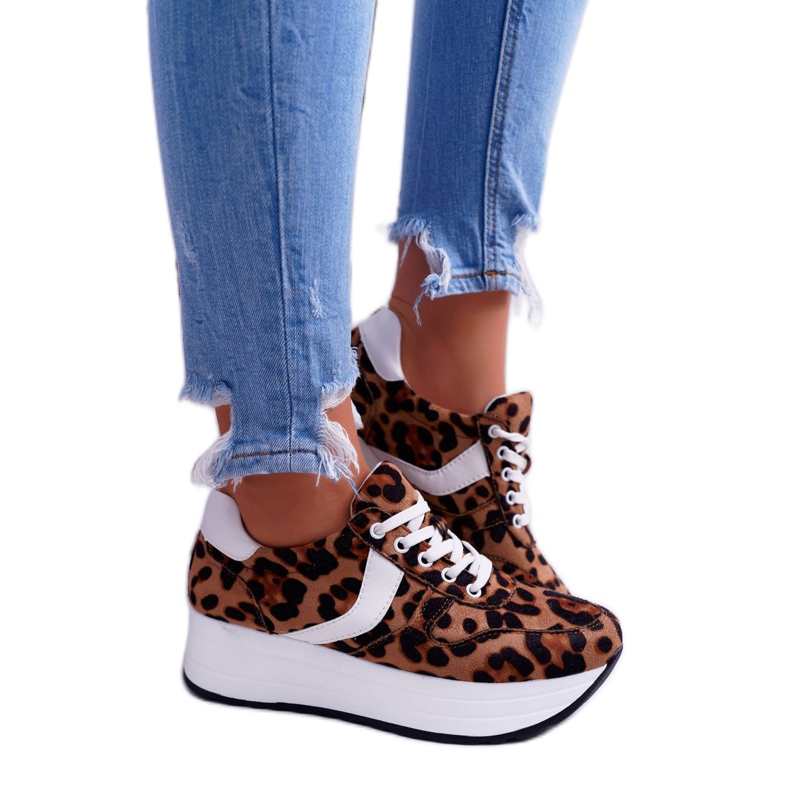 NFR Pantofi sport pentru femei Leopard SportFreak alb maro