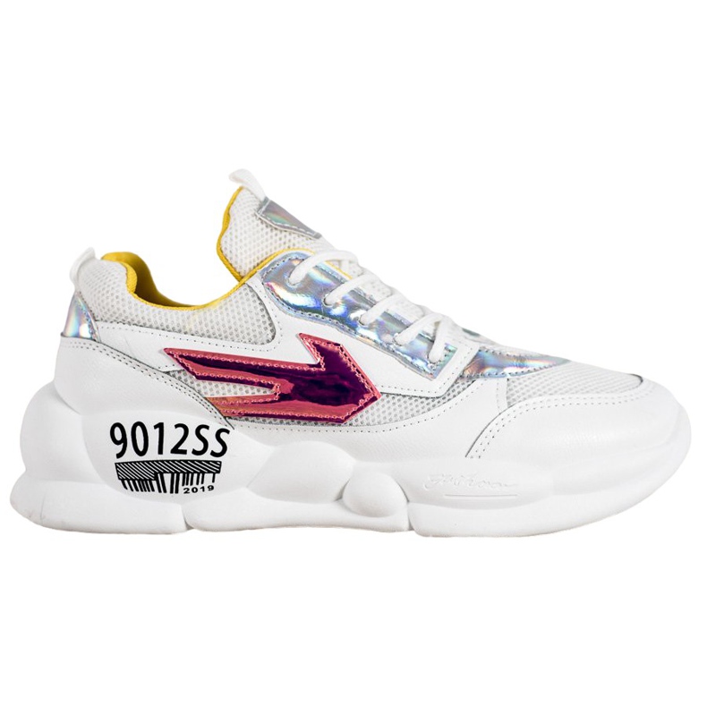 SHELOVET Adidași cu modă din piele ecologică alb multicolor gri