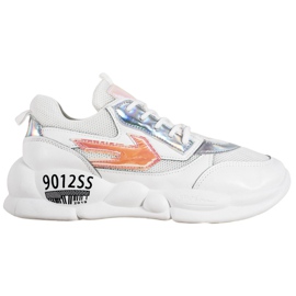 SHELOVET Adidași cu modă din piele ecologică alb multicolor gri SHELOVET Adidași cu modă din piele ecologică alb multicolor gri