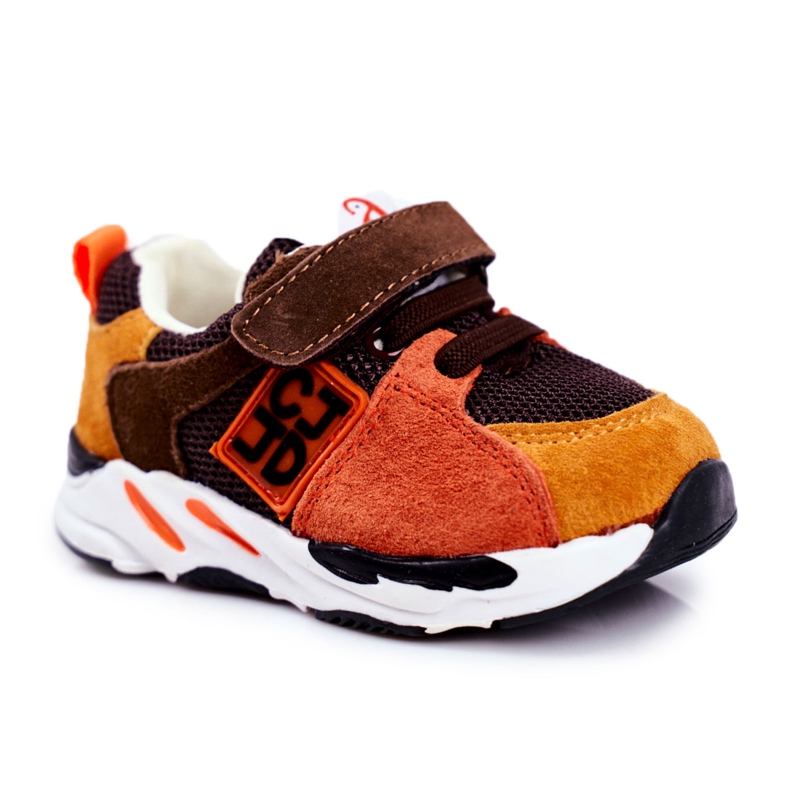 Apawwa Pantofi sport pentru copii cu velcro maro Jonaba portocale multicolor galben