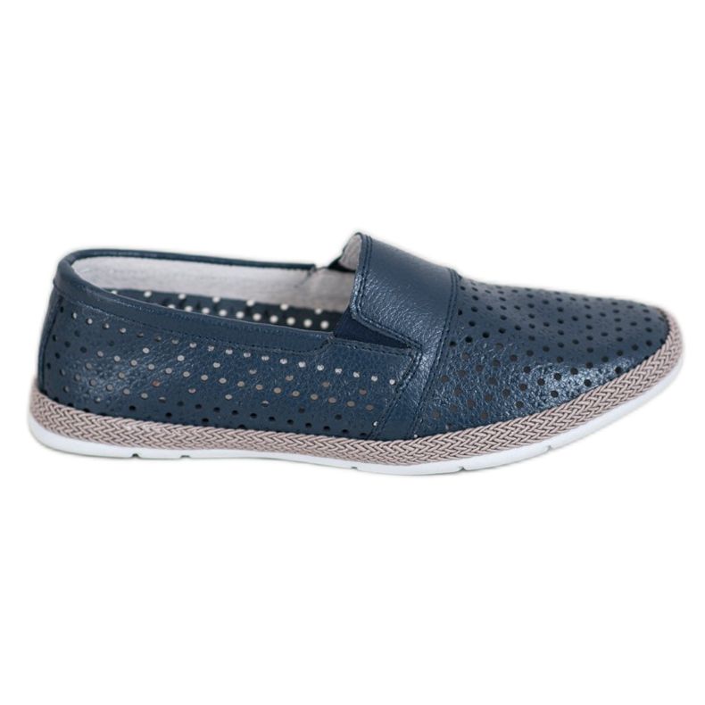 Evento Slipons din piele ajurată albastru