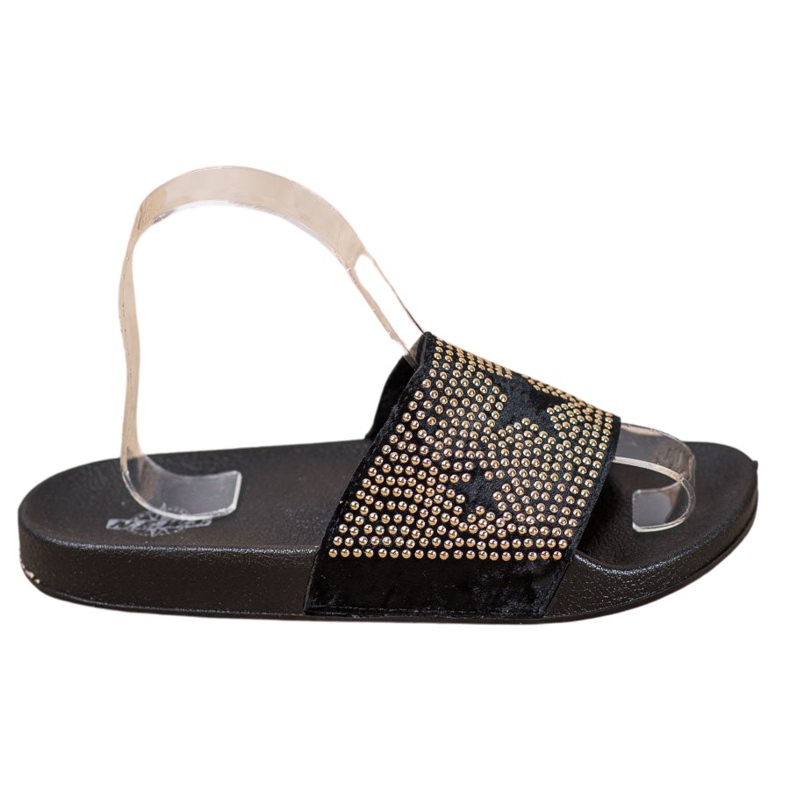 SHELOVET Papuci Velour Cu Stele negru