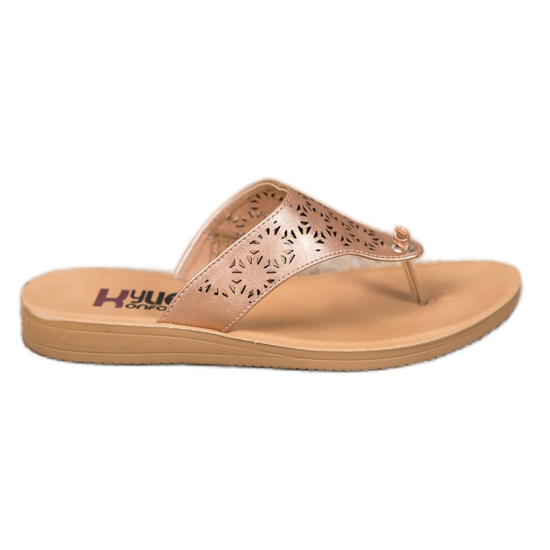 Kylie Papuci cu model ajurat bej de aur