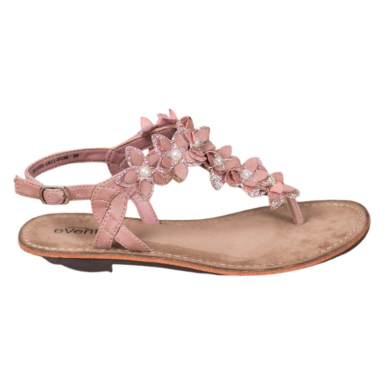 Evento Sandale cu flip-flops cu flori roz