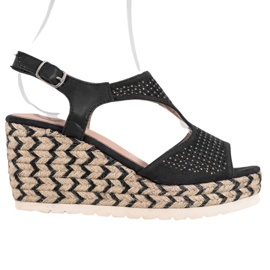 Aclys Espadrile din piele de căprioară pe pană negru Aclys Espadrile din piele de căprioară pe pană negru