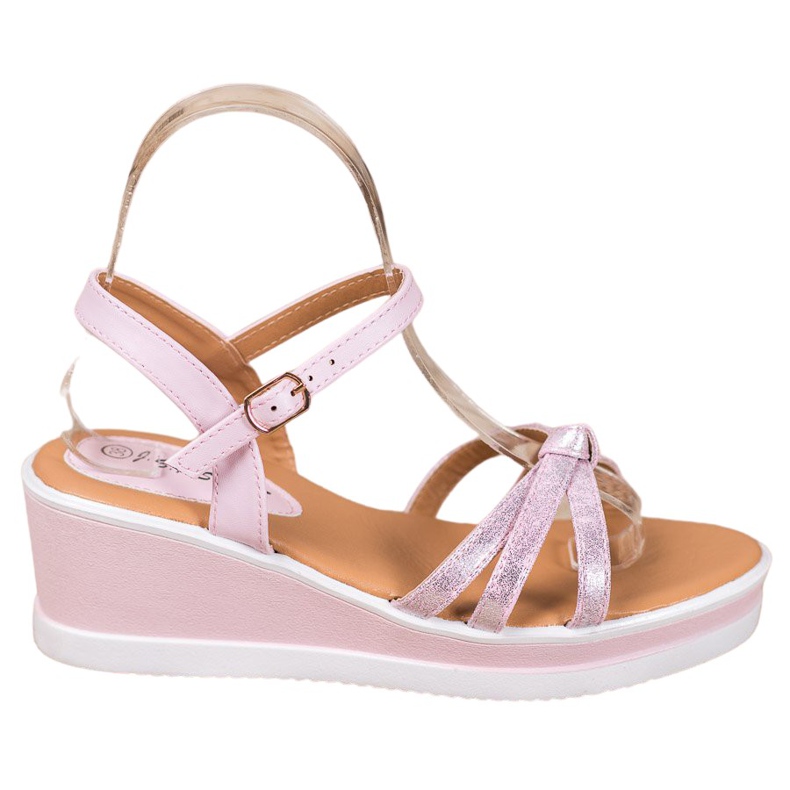 SHELOVET Pene casual cu piele ecologică roz