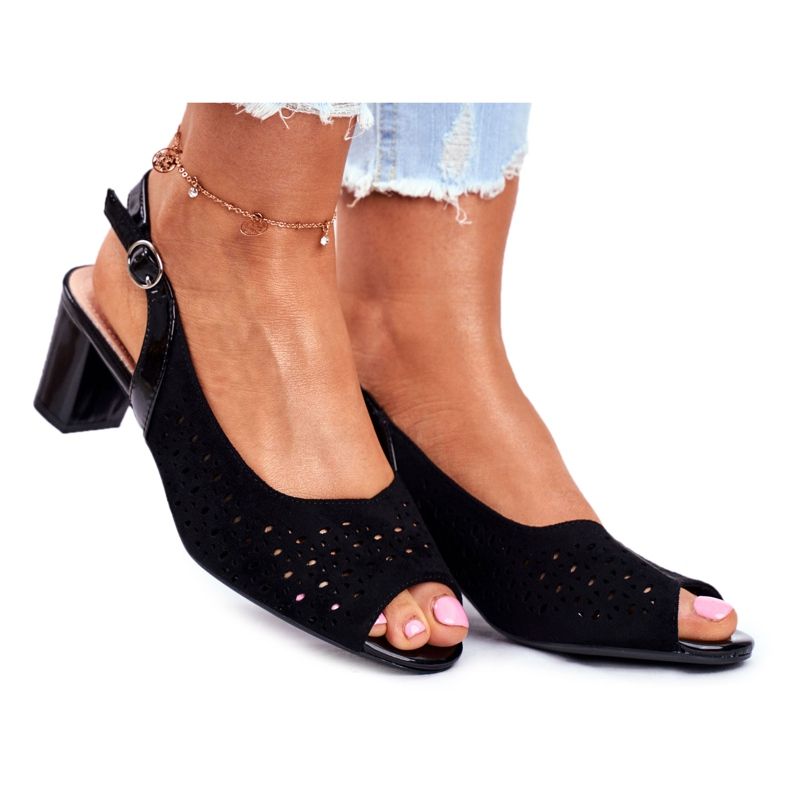 Sandale dama cu toc înalt Sergio Leone negru SK832