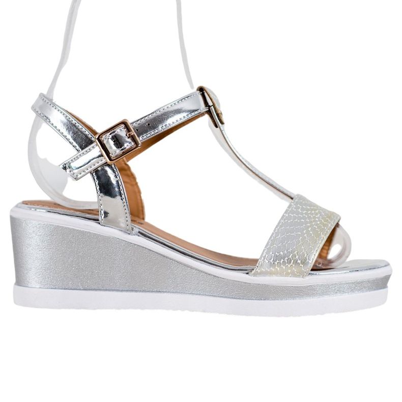 SHELOVET Pene argintii cu piele ecologică gri