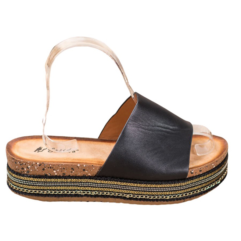 SHELOVET Papuci negri pe platformă negru