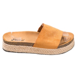 SHELOVET Papuci Espadrile Cu Sclipici maro SHELOVET Papuci Espadrile Cu Sclipici maro
